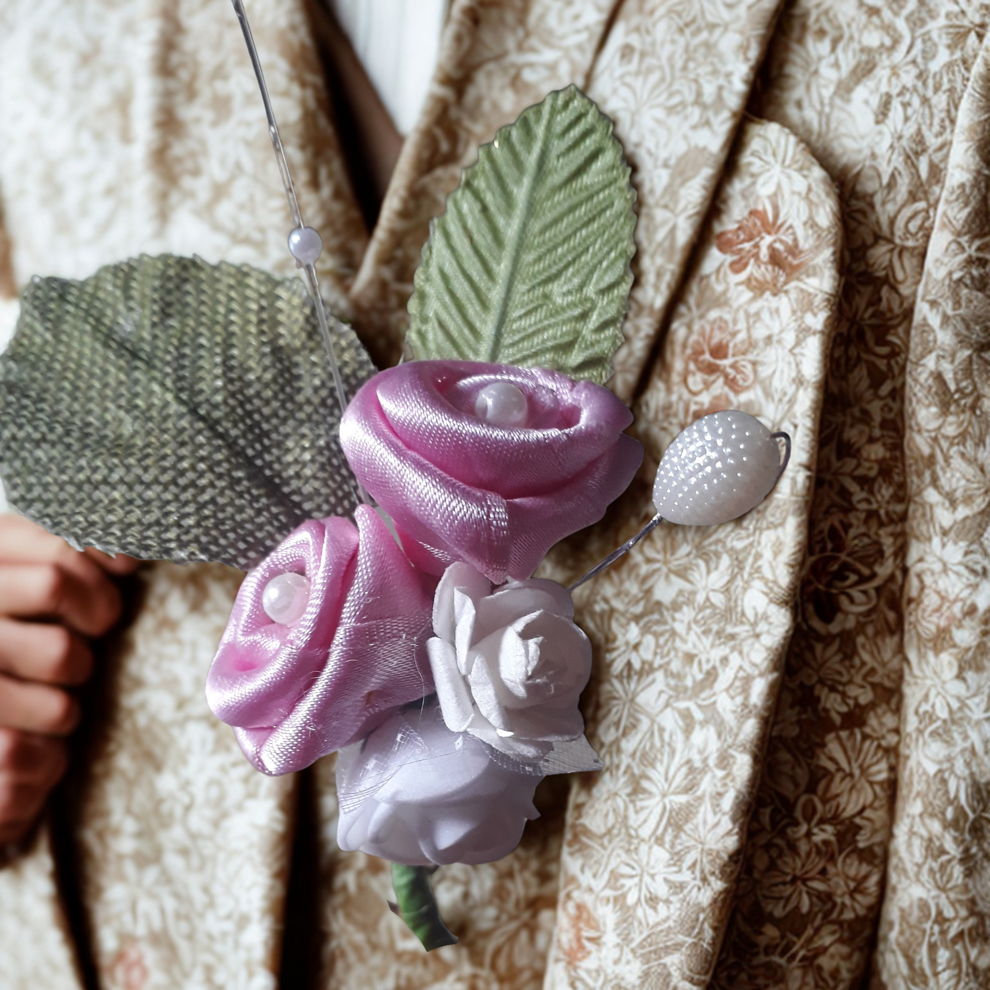 Pink and White Brooch